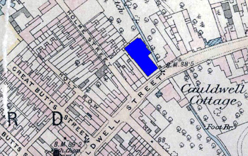 The Wesleyan Methodist Chapel is shown in blue on this map of 1901